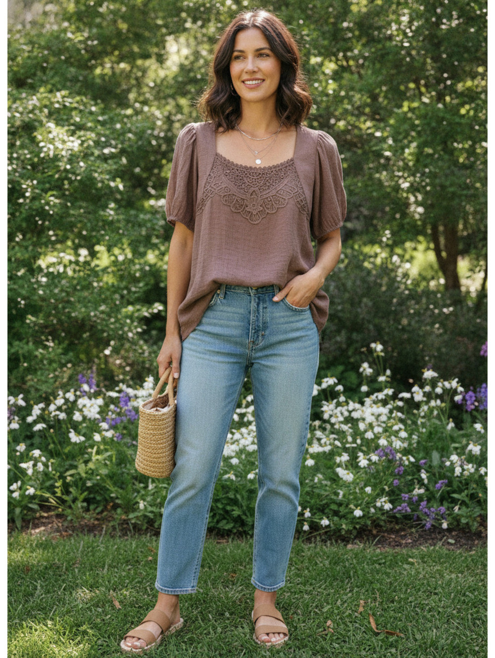 June & Hudson XL Boho Crochet accent lace